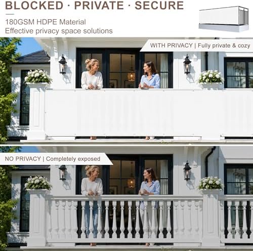 SUNNY GUARD 3' x 9' Balcony Privacy Screen, HDPE Patio Railing Cover Fence - Image 3