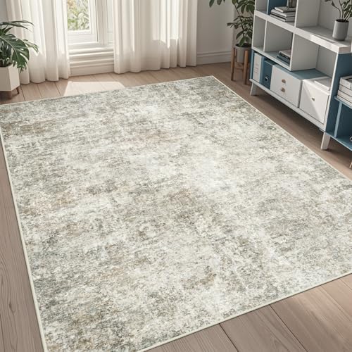 5x7 Area Rugs for Living Room Washable Bedroom Dining Room Beige Brown by Aelenmu