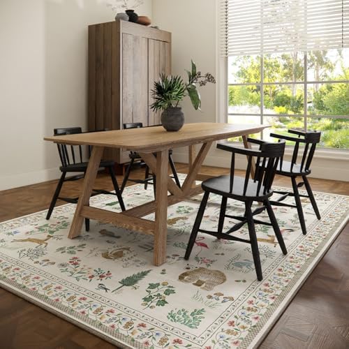 8x10 Area Rugs for Living Room: Washable Bedroom Rug Boho Stain Resistant Non Slip Low Pile Soft Lightweight Carpet for Kitchen Dining Room Farmhouse Nursery Kids Room Home Office Indoor - Image 6