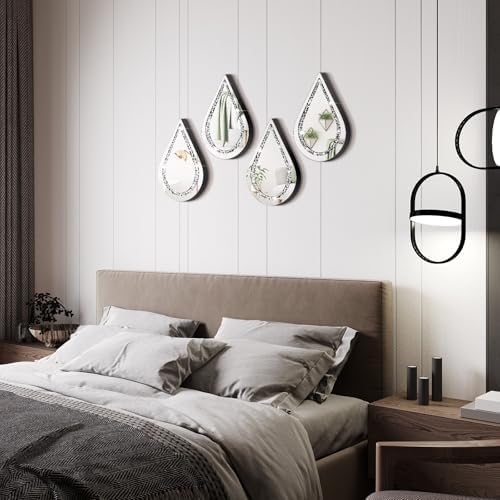 Yookeer 4 Pcs Espejos Decorativos para Sala Silver Mirror Wall Decor - Image 5