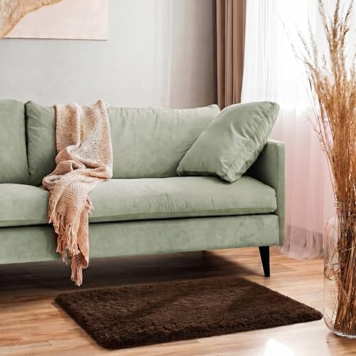 Ophanie Small Rug Washable Non Slip Throw Bedside Area Rugs, Fluffy Soft Brown Mini Bedroom Carpet, Affordable Door Entryway Indoor Inside Front Entrance Dog 2x3 Mat, Home Decor Aesthetic, Nursery - Image 6