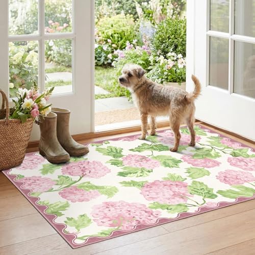 Floral Outdoor Rug - 28"x43" Front Door Mat Indoor Outside Entrance by Othilic