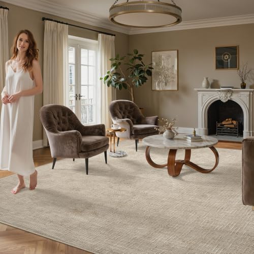 Valenrug Washable Rugs 5x7, High-Low Pile Area Rugs for Living Room, Beige by Valenrug