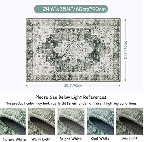 Moynesa Ultra-Thin Washable Area Rug - 2x3 Small Grey Front Door Rug Kitchen Mat, Non Slip Non Shedding Pet Friendly Bathroom Carpet for Office Laundry Powder Room Bedside Hardwood Floor - Image 2