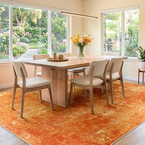RELEANY Washable 8'x10' Abstract Area Rug for Living Room Orange - Image 3