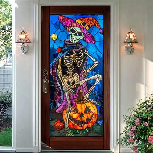 HOMETITUTE Halloween Skull Pumpkin Privacy Window Cling 17.7x39.3 PVC by HOMETITUTE