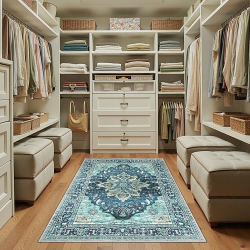 RELEANY Washable Area Rug, 3'x5', Teal - Image 4
