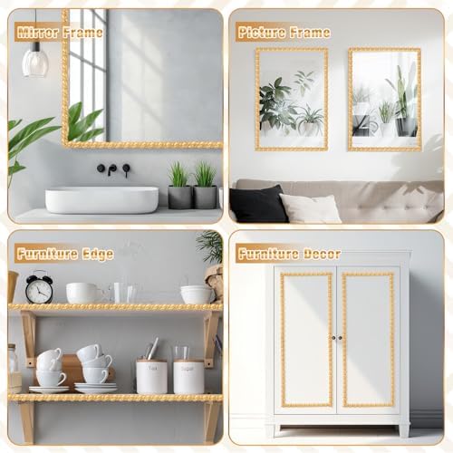 Peel and Stick Molding Trim Flexible Molding Trim for Wall Self Adhesive Paintable DIY Wall Trims for Mirror Frame Cabinet Edge Picture(1 Pcs,Gold) - Image 4