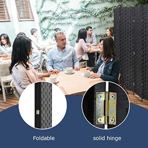 FDW 4-Panel Folding Room Divider | 6ft, Black | Light & Portable - Image 6
