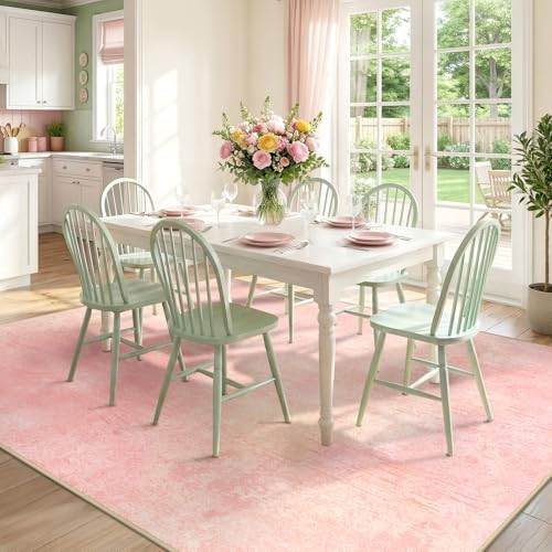 RELEANY Washable 9'x12' Abstract Area Rug for Living Room Light Pink - Image 4