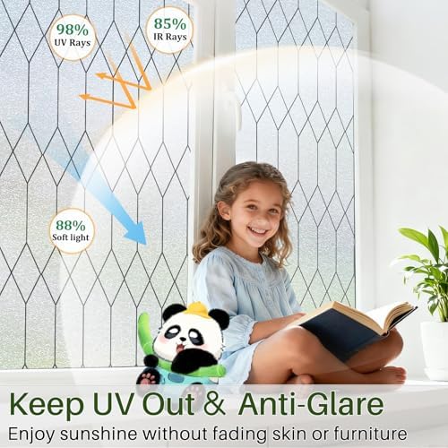 Windimiley Window Privacy Film, Moroccan Pattern Static Cling, 23.6"x157.5" - Image 4