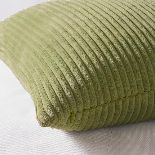 Topfinel Decorative Throw Pillow Covers 18x18 Inches Set of 4,Striped Corduroy Sage Green Yellow Color-Clash Design Cushion Cover,Pillow Case for Bedroom Couch Sofa Living Room,Summer Home Decor - Image 3