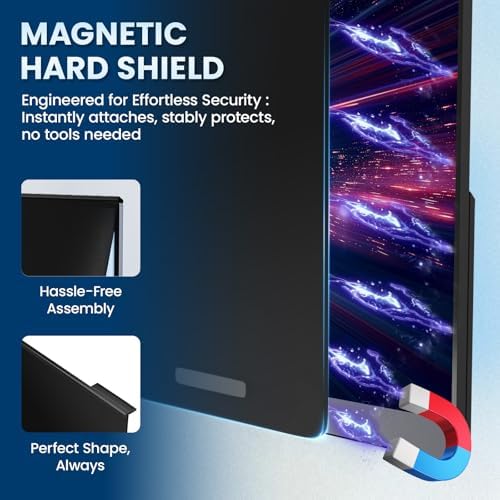 Magnetic Monitor Privacy Screen for 27 Inch Flat Computer 16:9 Aspect Ratio, 27in Removable Anti Glare Filter, Blue Light Blocking Privacy Shield Eye Comfort, Hanging Anti Spy Desktop PC Protector - Image 6