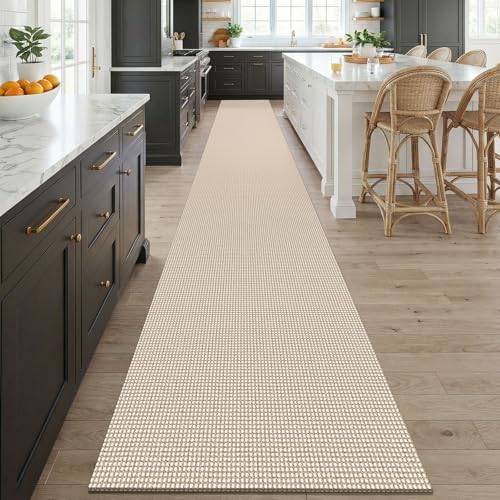 KOZYFLY Braided 2.5'x20' Runners Rugs for Hallway, Extra Long Washable Runner Rug, Woven Non Slip Kitchen Runner, Cotton Entryway Rug, Floor Carpet for Entry, Aisle, Hall, Ivory Beige - Image 2