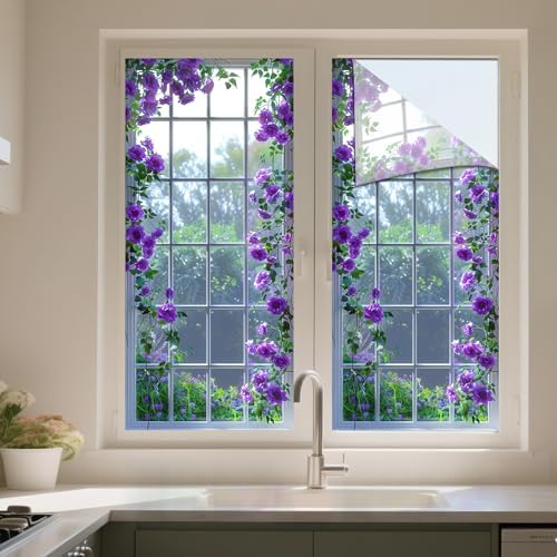 IVN Stained Glass Window Film Purple Rose Privacy Window Film - Image 5