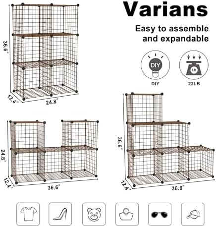 C&AHOME Wire Cube Storage, 6 - Cube Organizer Metal C Grids Units, Brown - Image 3