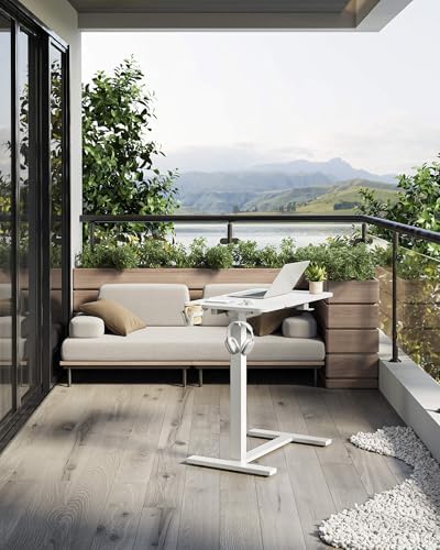 YIHAYO 28 x 16 Inches Electric Adjustable Overbed Bedside Table, White - Image 4