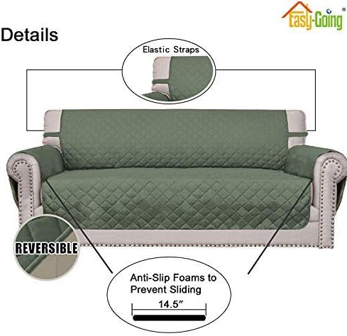 Easy-Going Reversible Couch Cover, 4 Seater Sofa, Greyish Green/Beige - Image 3
