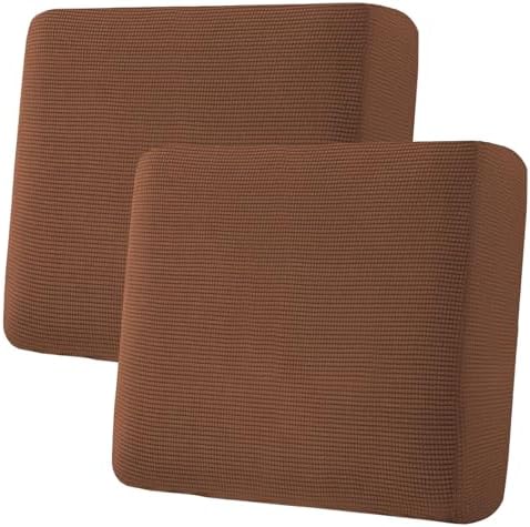 H.VERSAILTEX Super Stretch Individual Seat & Couch Cover Sets - Thick Jacquard Textured Twill Fabric (2 Piece Large Sofa Cushion Covers, Caramel) by HVERSAILTEX