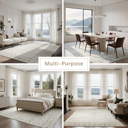8x10 Washable Area Rugs for Living Room,Bedroom,Dining Room- Neutral Beige - Image 5