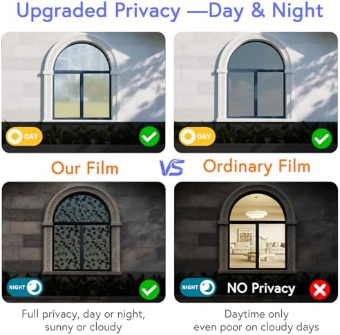 SOMWISE Window Privacy Film Day & Night,Heat Blocking Anti-UV Energy Saving - Image 5