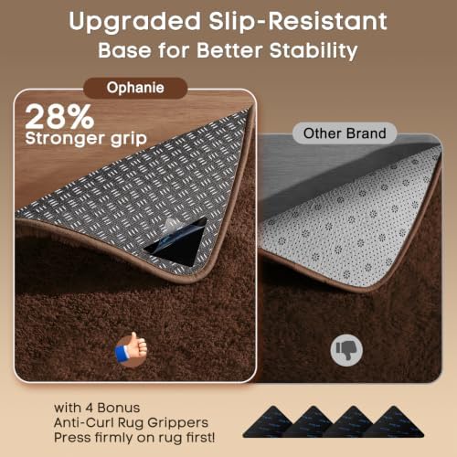 Ophanie Small Rug Washable Non Slip Throw Bedside Area Rugs, Fluffy Soft Brown Mini Bedroom Carpet, Affordable Door Entryway Indoor Inside Front Entrance Dog 2x3 Mat, Home Decor Aesthetic, Nursery - Image 4