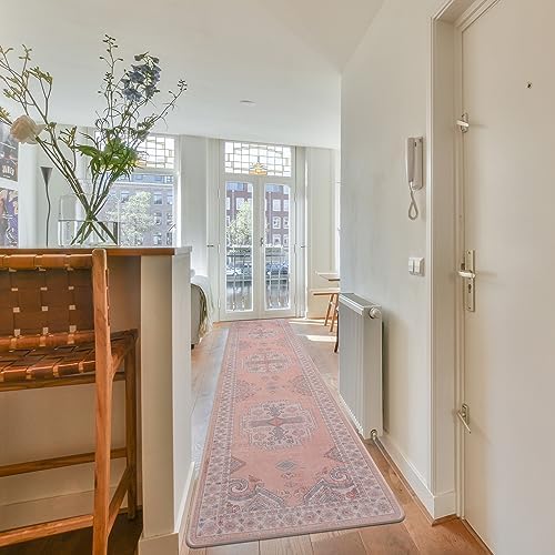 Srugn Washable Kitchen Runner Rug 2x8 Rug Runners for Hallways- Light Pink - Image 3