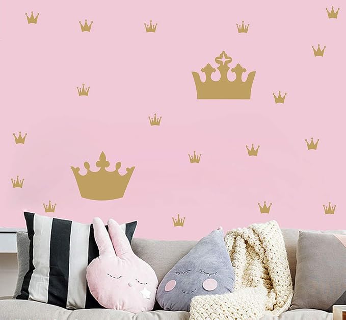 Crown Wall Decals for Girls Bedroom Kids Room Princess Wall Decor Stickers | Princess room decor, once upon a time party Decorations, peel and stick, removable vinyl art murals, for nursery baby bedroom - Image 3