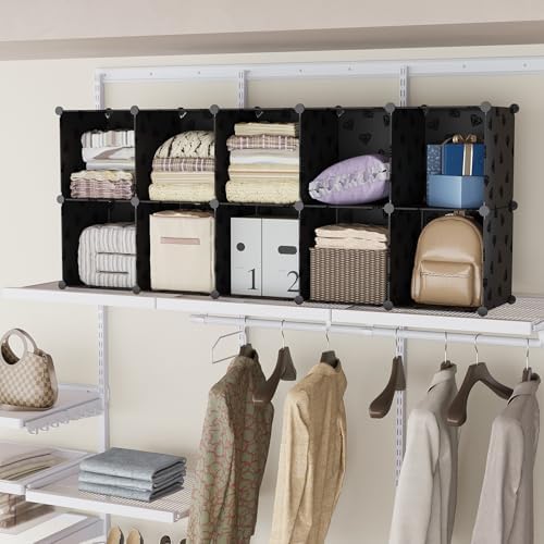 UNKU 6 Cube Storage Organizer, Closet Organizer Storage Shelves, Black - Image 6