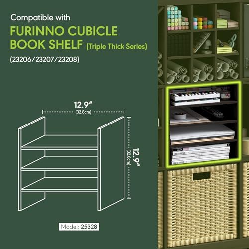 Furinno Cubicle 3-Shelf Cube Insert, 3-Tier Cube Organizer, Dark Oak - Image 3