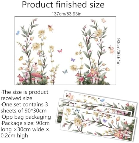 Boho Flower Wall Decals Fairy Wall Decor Wildflower Stickers with Mushroom Peel and Stick Removable for Girls Bedroom, Kids Room, Living Room, Office - Image 6