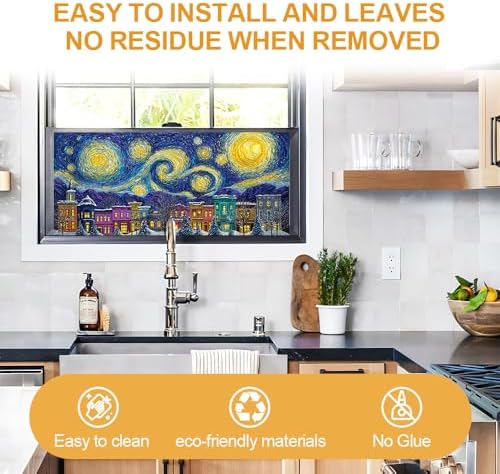 Cmialusie Starry Town Window Film 17.3 x 39.3 Inch Cling - Image 3