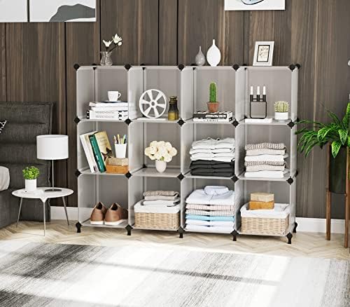 AWTATOS Closet Organizer, 12 Cube Storage Organizer, Translucent - Image 4