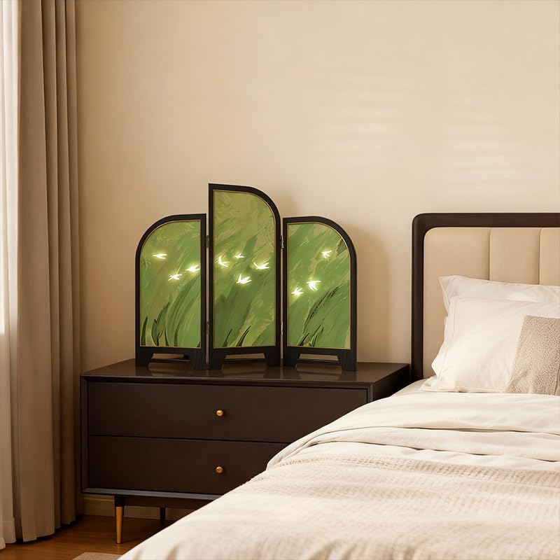 Tabletop Folding Screen, Green Flying Bird Desk Partition - Image 3