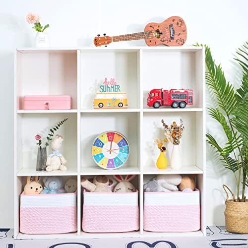 MINTWOOD Design 3-Pack Storage Baskets for Shelves, Decorative Baskets for Organizing, Woven Baskets for Storage, Book Basket, Cube Organizer, Cube Storage Bin Box, Closet Organizers, Light Pink - Image 4