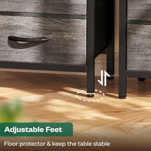 Huuger Nightstand with Charging Station, Side Table with Fabric Drawers - Image 7
