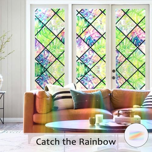 Stained Glass Window Film, 3D Leaf Static Cling 17.5" x 78.7 - Image 2