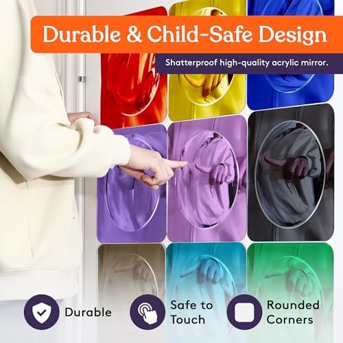 Special Supplies Sensory Bubble Wall Mirror - Multi Color Interactive Acrylic Mirrors for Wall and Sensory Toys for Kids Classroom or Home - Room Decor -Visual, Tactile Stimulation - (Pack of 9) - Image 5