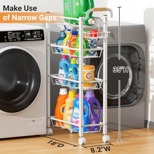 AOODA 4 Tier Laundry Room Cart with Top Detergent Holder, White - Image 2