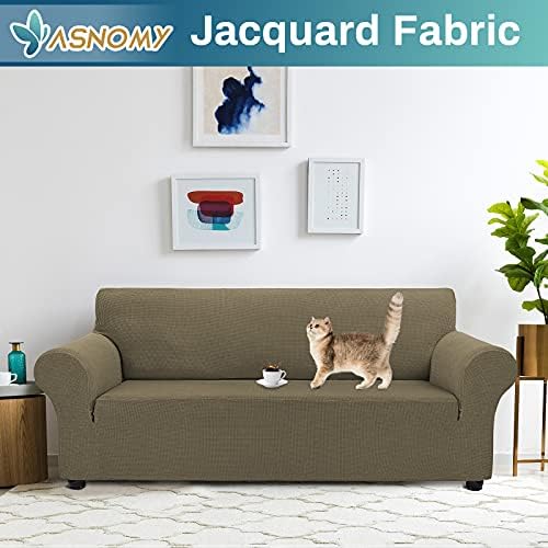 Asnomy Stretch Oversized Couch Covers for Sofa Slipcover,Khaki - Image 2