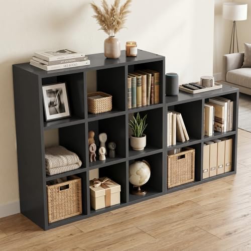 LUCKLIFE 9-Cube Storage Organizer, Modular Bookcase Shelf with Vertical or Horizontal Use, Fits 11×11" Bins, Optional Back Panels, for Living Room, Office, Black - Image 7