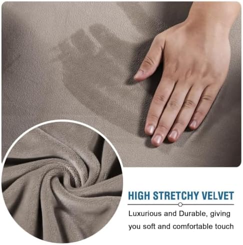 H.VERSAILTEX Wingback Chair Covers Velvet Plush Wing Chair Slipcover 1 Piece High Stretch Wing Back Chair Slipcovers Sofa Cover Furniture Cover with Elastic Bottom, Taupe - Image 3