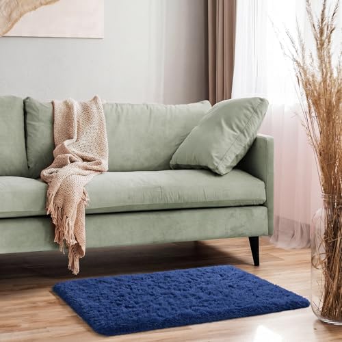 Ophanie Small Rug Washable Non Slip Throw Bedside Area Rugs, Fluffy Soft Blue Mini Bedroom Carpet, Affordable Door Entryway Indoor Inside Front Entrance Dog 2x3 Mat, Home Decor Aesthetic, Nursery - Image 3