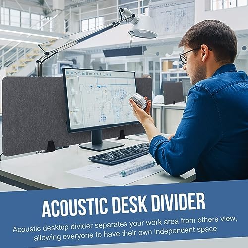 Yaomiao 4 Pack Acoustic Desk Divider Soundproof Desk Privacy Panel Freestanding Partitions Sound Absorbing Divider for Office Reduce Noise and Visual Distractions 47.3" x 16"(Dark Gray) - Image 2