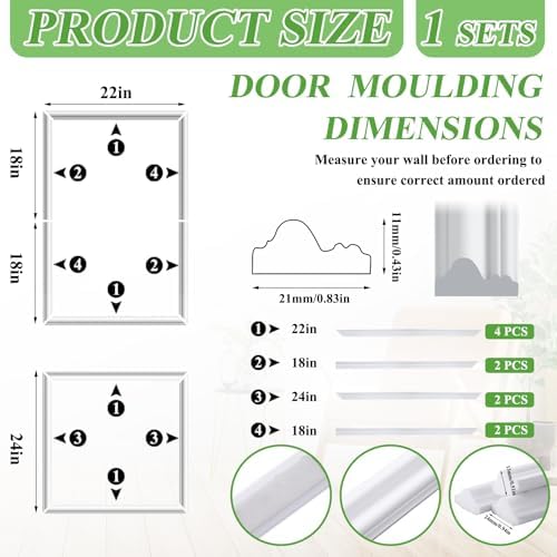 Colingmill 1 Set Peel and Stick Door Moulding, Classic, 22"x36"+22"x24" - Image 2