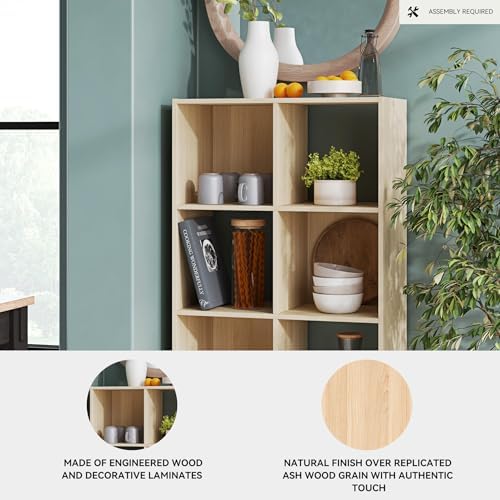 Signature Design by Ashley 8 Cube Storage Organizer Bookshelf, Light Brown - Image 4