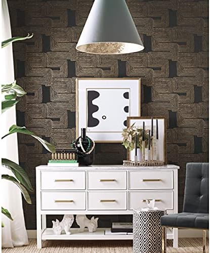 RoomMates RMK12213PL Nikki Chu Black and Metallic Gold Zulu Signature Peel and Stick Wallpaper - Image 2