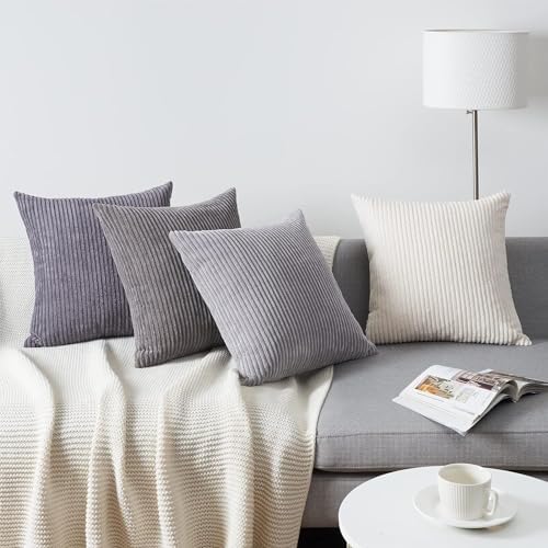 Topfinel Decorative Throw Pillow Covers Cushion Cases, Set of 4 Soft Velvet Modern Double-Sided Designs, Mix and Match for Home Decor, Pillow Inserts Not Included (24x24 inch, Grey) - Image 6