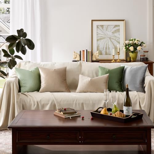GIGIZAZA Taupe Velvet Pillow Covers 16x16 Decorative Pillows Pack of 2 - Image 7