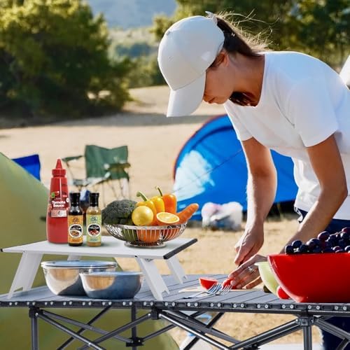 Small Folding Camping Table, Mini Low Portable Beach Tables, White - Image 2